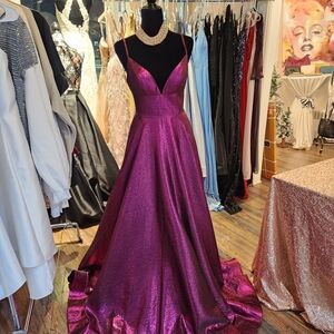 Glamorous Ashley Lauren Magenta Prom Dress